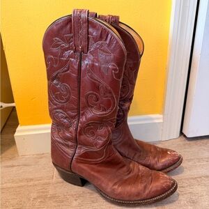 Tony Lama El Rey Brown Vintage Leather Western Cowboy Boots